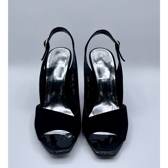 Barbara Bui square toe asymmetrical slingback black suede heels 39.5 - Picture 3 of 9